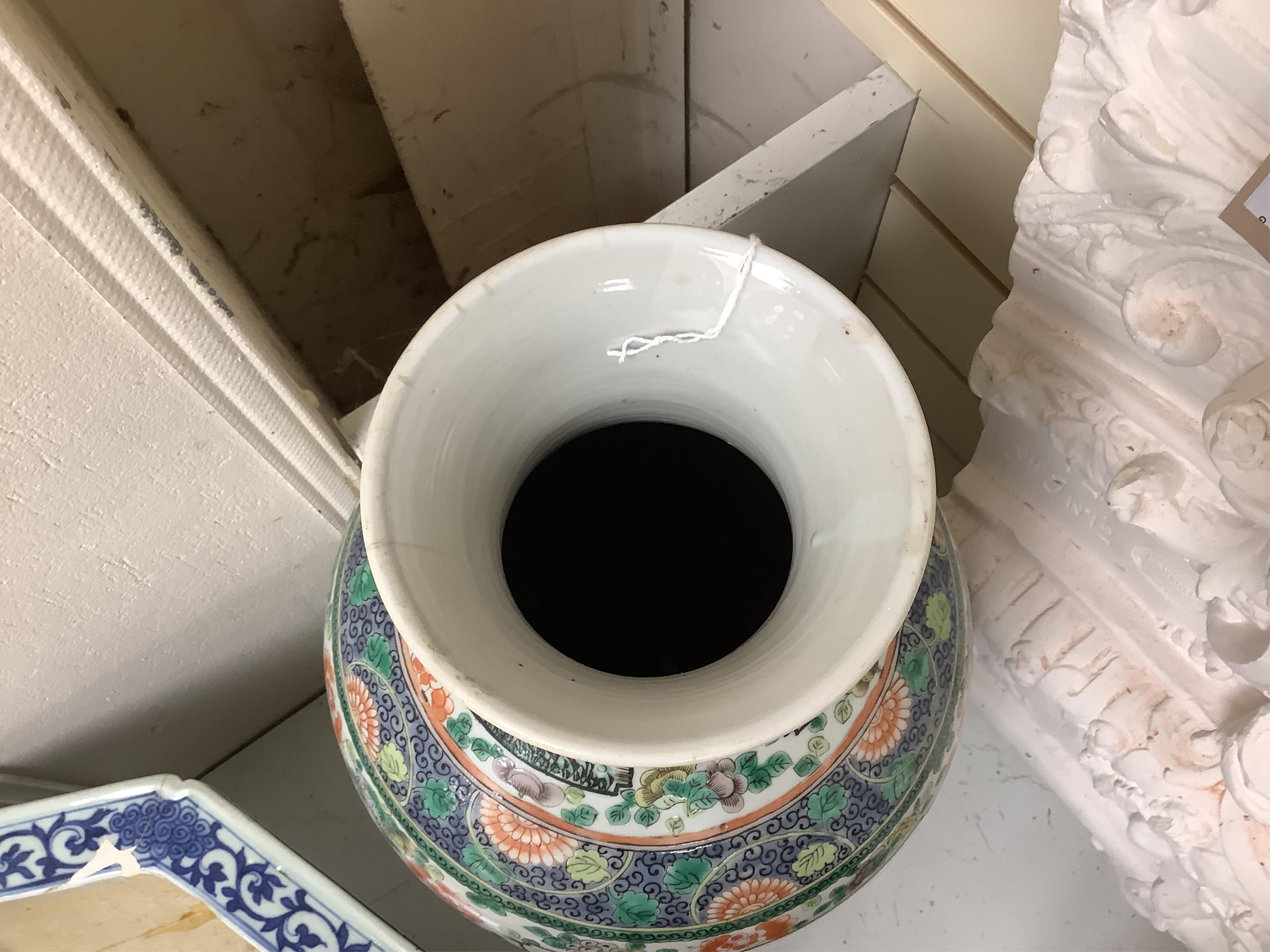 A Chinese famille verte baluster vase, Guangxu period, 45cm